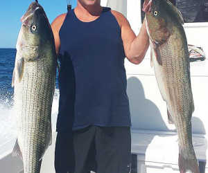 Striper fishing on Southbound Charters in CT